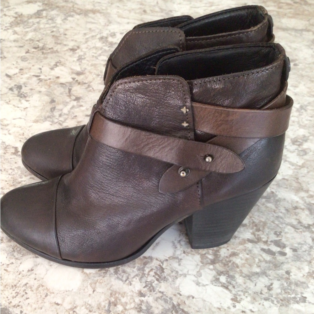 Rag & Bone Harrow Booties Brown Leather Size 8.5 (38.5)
